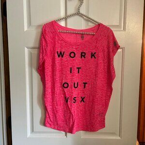 Victoria's Secret VSX Sport Ladies Hot Pink Short Sleeve Burnout Tee Size M